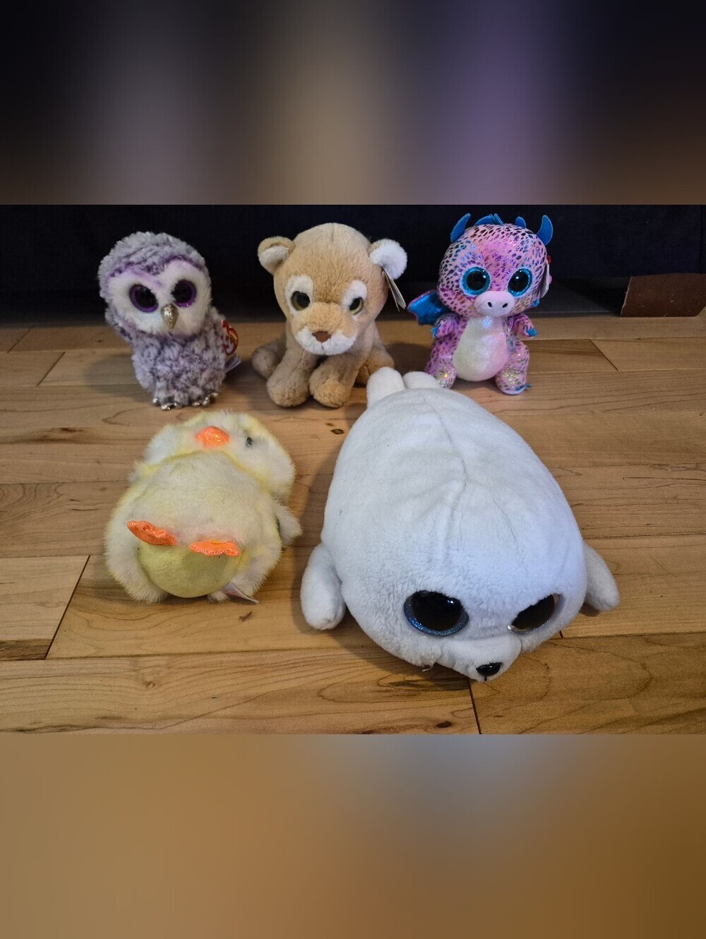 5 Ty stuffies (white one is missing the heart tag)